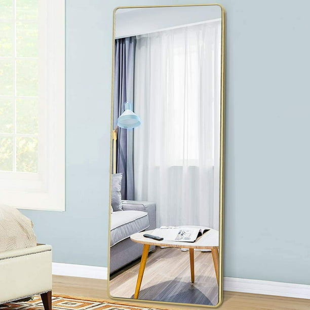 Black 59 x 20 with Standing ElevensMirror Full Length Mirror Dressing Mirror with Standing Holder 59x20 Large Rectangle Bedroom Floor Mirror Wall-Mounted Mirror Hanging Leaning 